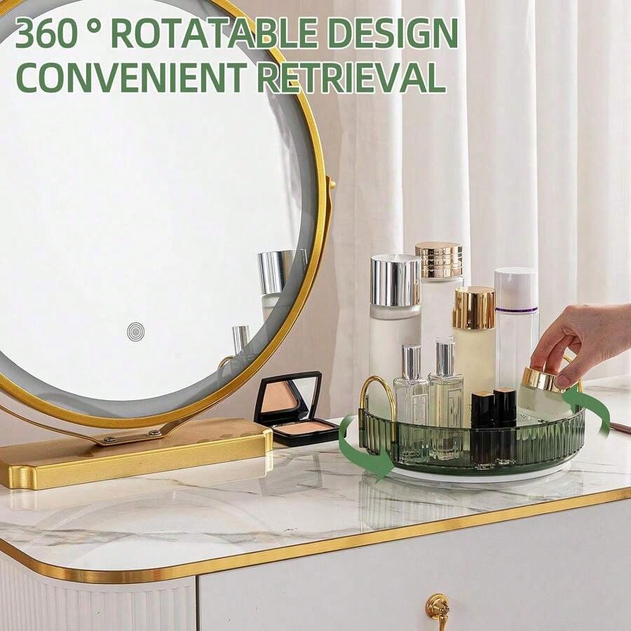 360 Rotating Makeup Organizer And Storage For Vanity Countertop 1Tiers,2 Tiers,3Tiers, High Capacity Cosmetic Skincare Perfume Organizer For Dresser Bathroom  Organizers(Green)