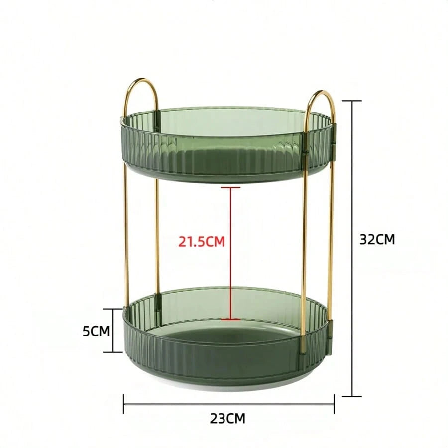 360 Rotating Makeup Organizer And Storage For Vanity Countertop 1Tiers,2 Tiers,3Tiers, High Capacity Cosmetic Skincare Perfume Organizer For Dresser Bathroom  Organizers(Green)