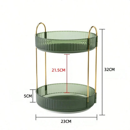 360 Rotating Makeup Organizer And Storage For Vanity Countertop 1Tiers,2 Tiers,3Tiers, High Capacity Cosmetic Skincare Perfume Organizer For Dresser Bathroom  Organizers(Green)