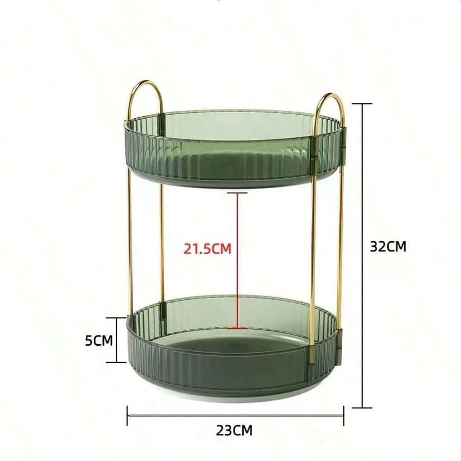 360 Rotating Makeup Organizer And Storage For Vanity Countertop 1Tiers,2 Tiers,3Tiers, High Capacity Cosmetic Skincare Perfume Organizer For Dresser Bathroom  Organizers(Green)