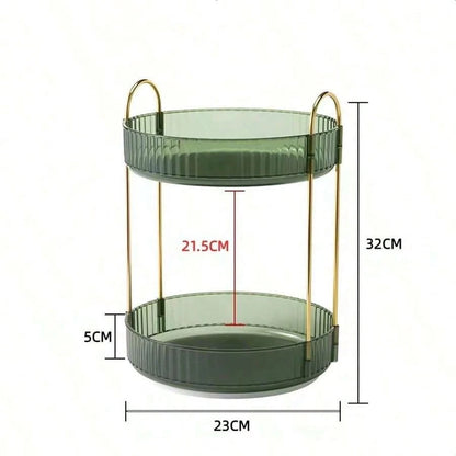 360 Rotating Makeup Organizer And Storage For Vanity Countertop 1Tiers,2 Tiers,3Tiers, High Capacity Cosmetic Skincare Perfume Organizer For Dresser Bathroom  Organizers(Green)