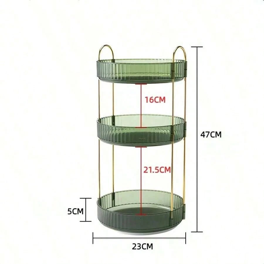 360 Rotating Makeup Organizer And Storage For Vanity Countertop 1Tiers,2 Tiers,3Tiers, High Capacity Cosmetic Skincare Perfume Organizer For Dresser Bathroom  Organizers(Green)