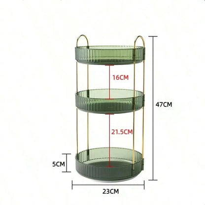 360 Rotating Makeup Organizer And Storage For Vanity Countertop 1Tiers,2 Tiers,3Tiers, High Capacity Cosmetic Skincare Perfume Organizer For Dresser Bathroom  Organizers(Green)