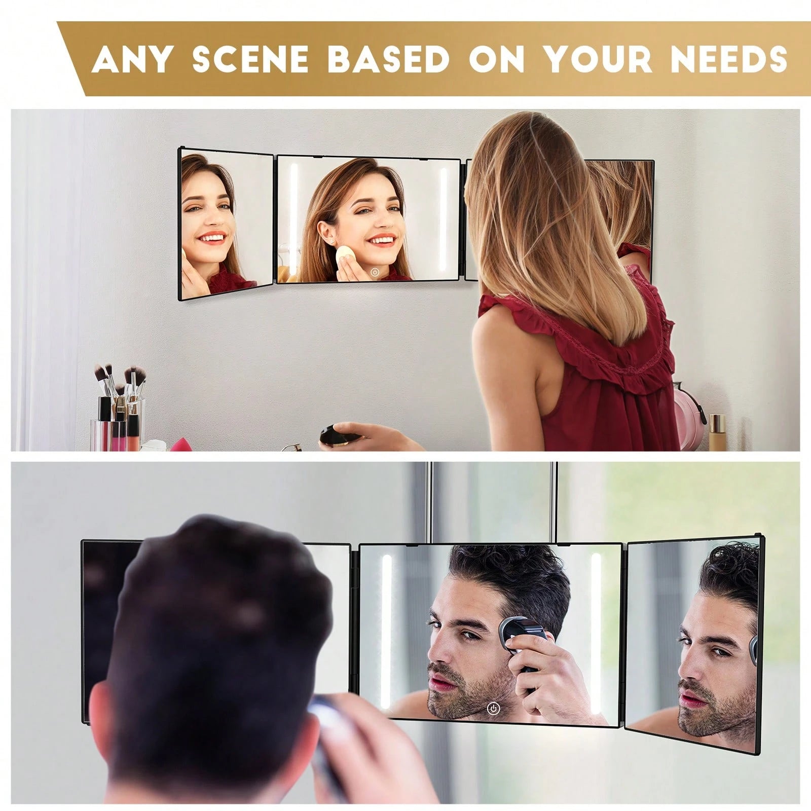 360 Viewing Angle Self Hair Cutting Mirror, Clear Anti-Fog HD Glass,Mother's Day Gift, Personal Care Mirror,Valentine's Day,Cheap Items,Travel,Travel Essential,Room Decor,Valentine's Gift,Room,Vacatio