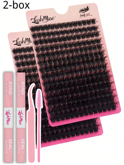 392PCS/196PCS Lash Clusters Kit 150D Faux Mink DIY Lash Extension, D Curl Individual Lash Clusters, With Lash Glue, Tweezers For Daily, Wedding, Cosplay, Halloween, Thanksgiving, Christmas Individual