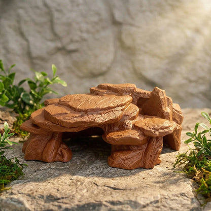 3D Printed Imitation Black Rock Cave Hideout, Dual Use For Fish Tank/Reptile Terrarium, Shelter For Fish, Shrimp, Gecko, Lizard, Natural Landscape Style Decor, 3D Printed Material, Achieves Dual Effec