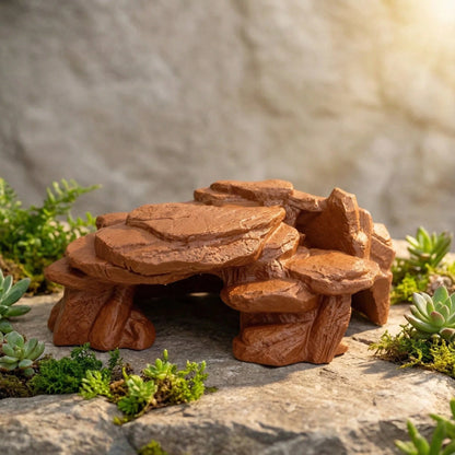 3D Printed Imitation Black Rock Cave Hideout, Dual Use For Fish Tank/Reptile Terrarium, Shelter For Fish, Shrimp, Gecko, Lizard, Natural Landscape Style Decor, 3D Printed Material, Achieves Dual Effec