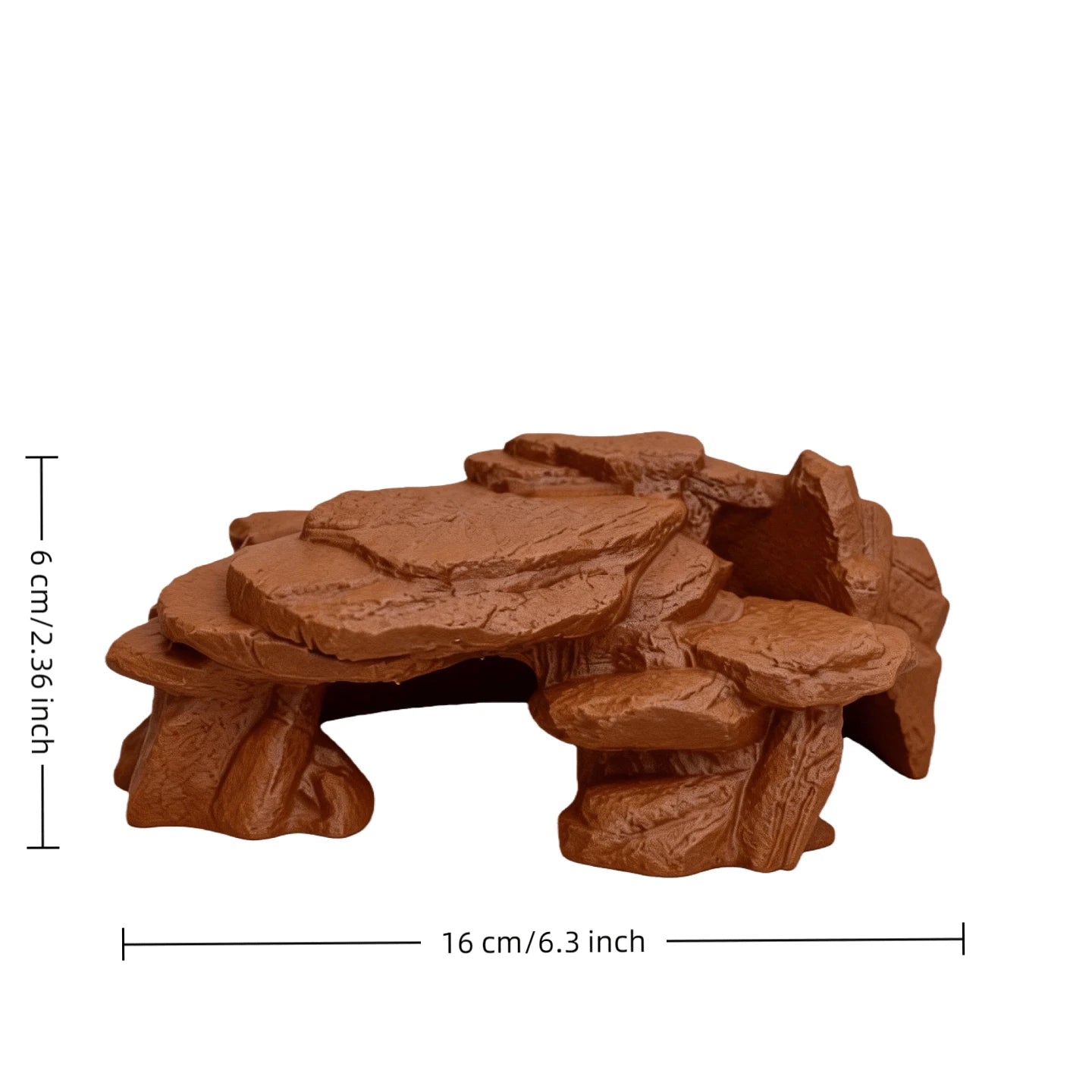 3D Printed Imitation Black Rock Cave Hideout, Dual Use For Fish Tank/Reptile Terrarium, Shelter For Fish, Shrimp, Gecko, Lizard, Natural Landscape Style Decor, 3D Printed Material, Achieves Dual Effec