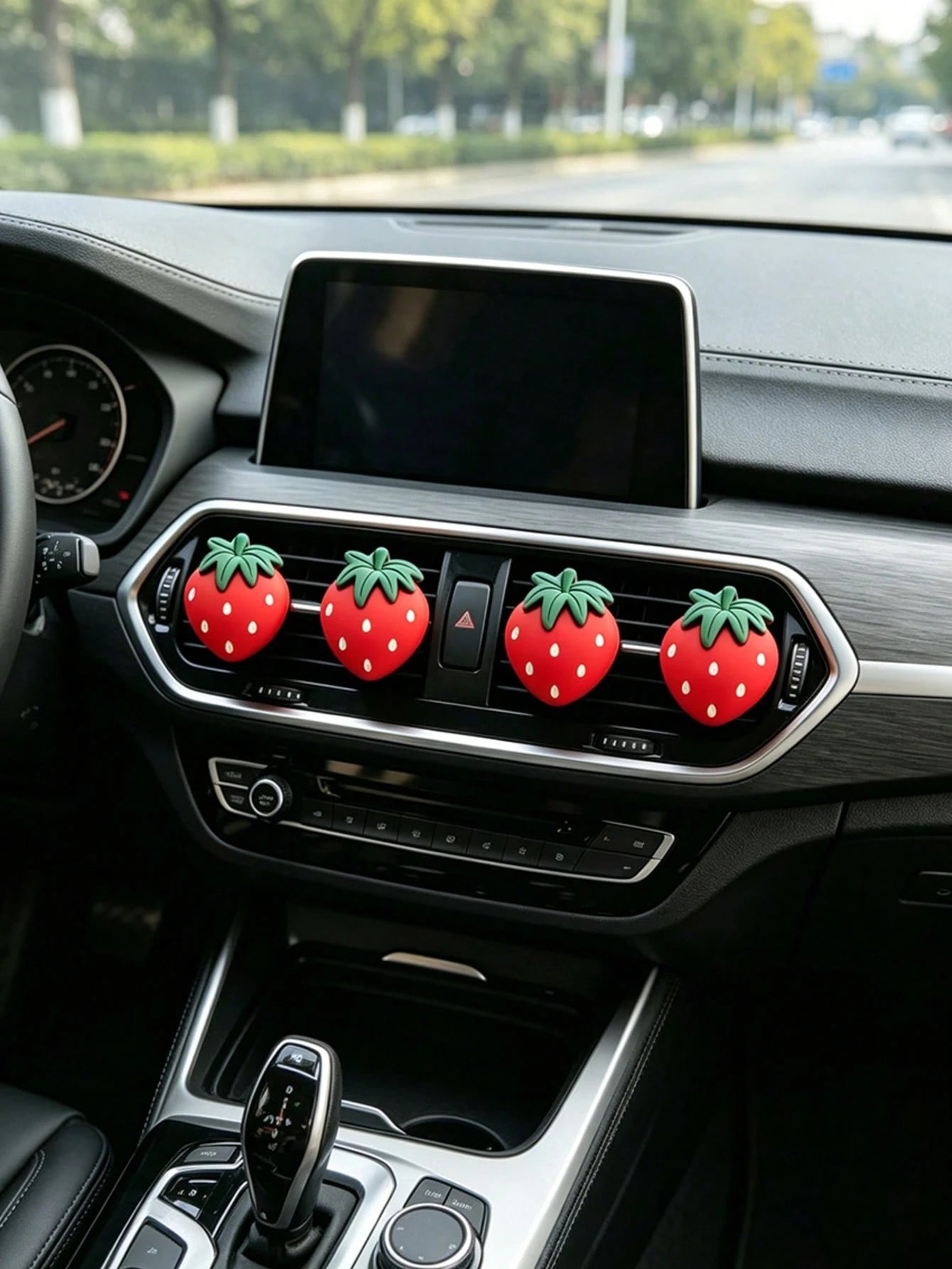 3D Strawberry Car Air Vent Decor, Creative Car Aromatherapy Clip, Girly Car Interior Accessory, Fresh Strawberry Car Vent Clip, Fruit Car Aromatherapy Decor Clip, Sweet Car Interior Ornament, Without