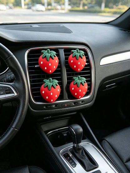 3D Strawberry Car Air Vent Decor, Creative Car Aromatherapy Clip, Girly Car Interior Accessory, Fresh Strawberry Car Vent Clip, Fruit Car Aromatherapy Decor Clip, Sweet Car Interior Ornament, Without