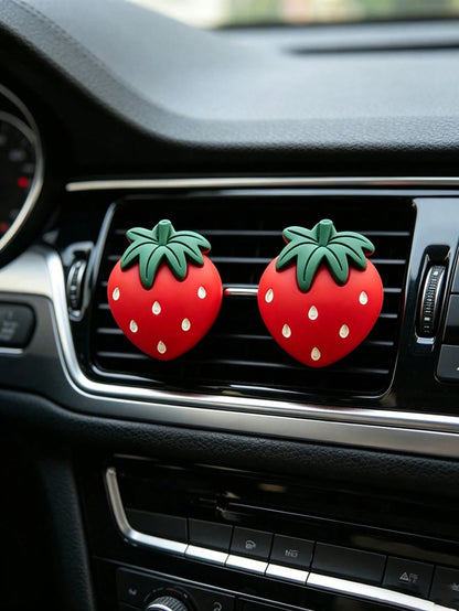 3D Strawberry Car Air Vent Decor, Creative Car Aromatherapy Clip, Girly Car Interior Accessory, Fresh Strawberry Car Vent Clip, Fruit Car Aromatherapy Decor Clip, Sweet Car Interior Ornament, Without