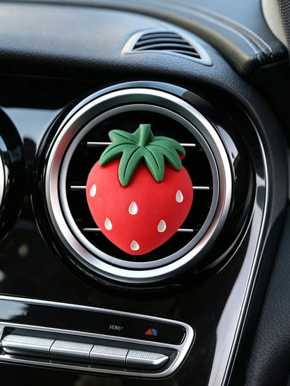 3D Strawberry Car Air Vent Decor, Creative Car Aromatherapy Clip, Girly Car Interior Accessory, Fresh Strawberry Car Vent Clip, Fruit Car Aromatherapy Decor Clip, Sweet Car Interior Ornament, Without