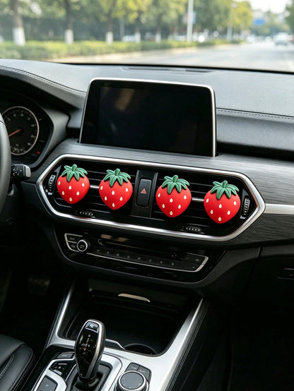 3D Strawberry Car Air Vent Decor, Creative Car Aromatherapy Clip, Girly Car Interior Accessory, Fresh Strawberry Car Vent Clip, Fruit Car Aromatherapy Decor Clip, Sweet Car Interior Ornament, Without