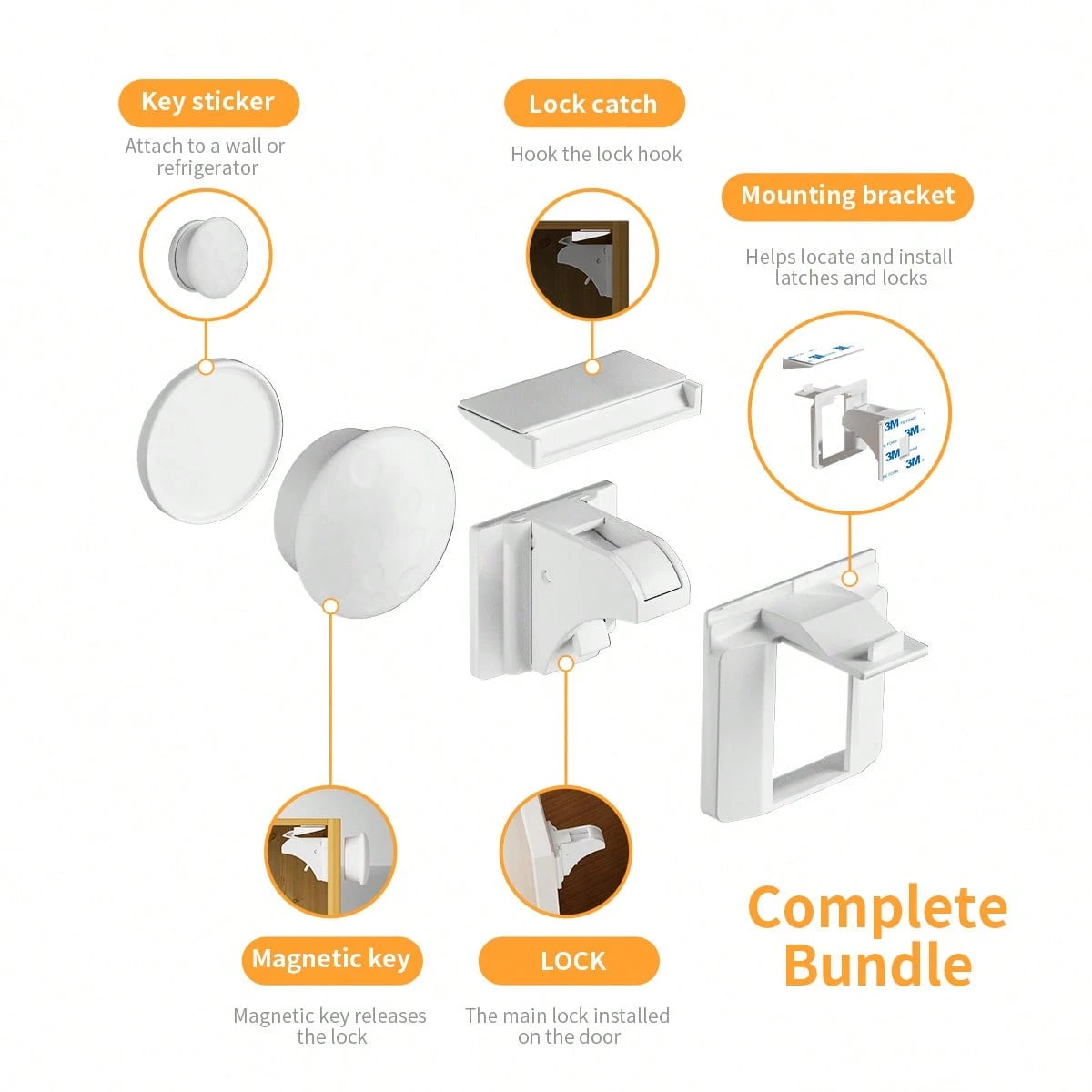 3M 1 Set Of 34pcs (14 Locks + 2 Keys + 2 Installation Brackets) Magnetic Cabinet Door Locks, Child Magnetic Locks, Baby Proofing Cabinet Locks, Magic Locks