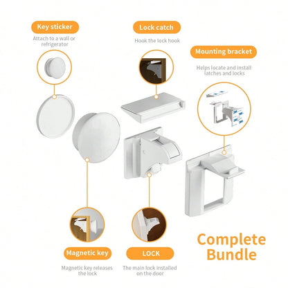 3M 1 Set Of 34pcs (14 Locks + 2 Keys + 2 Installation Brackets) Magnetic Cabinet Door Locks, Child Magnetic Locks, Baby Proofing Cabinet Locks, Magic Locks