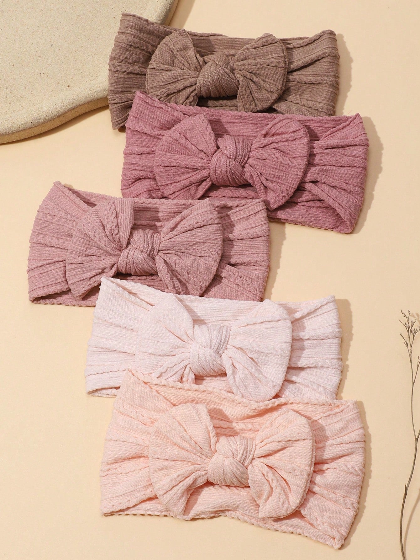 3pcs/5pcs Set Cute Baby Girl Headbands, Nylon Elastic Soft Comfortable Bow Hairbands For Daily Use