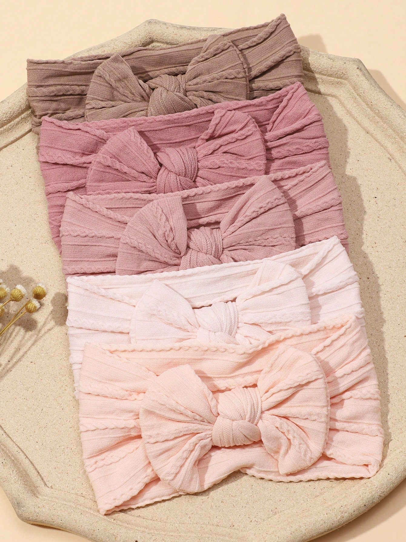 3pcs/5pcs Set Cute Baby Girl Headbands, Nylon Elastic Soft Comfortable Bow Hairbands For Daily Use