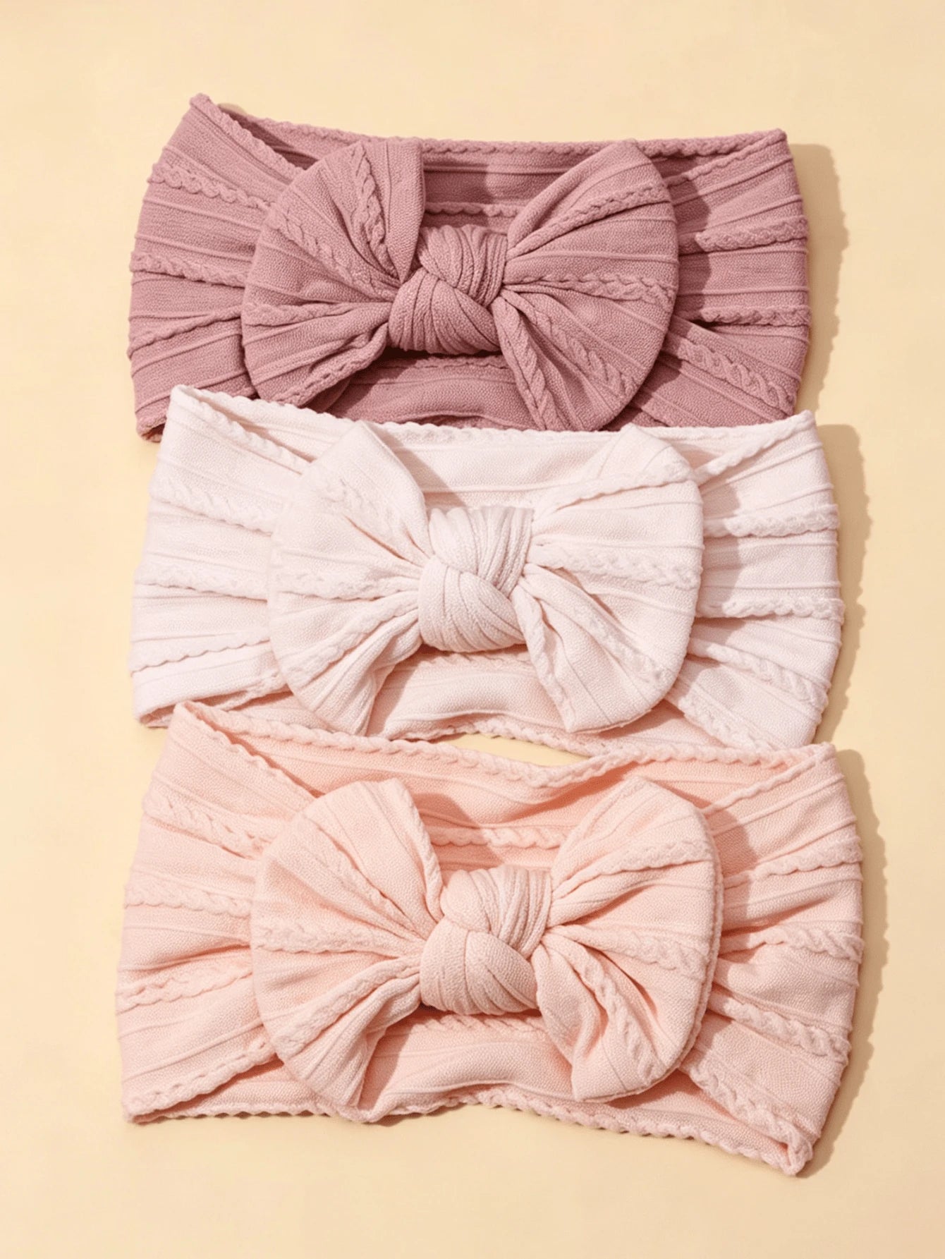 3pcs/5pcs Set Cute Baby Girl Headbands, Nylon Elastic Soft Comfortable Bow Hairbands For Daily Use