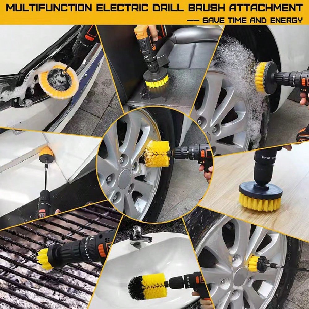 3pcs Car Electric Drill Cleaning Brush, Drill Brush, Polishing Grinding Brush Head Accessories, Polishing Brush Ball Head Brush, Electric Drill Tool Brush