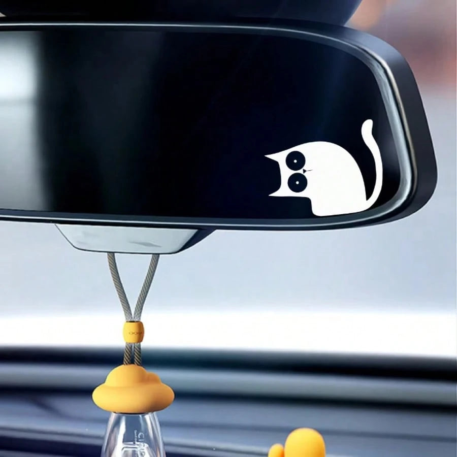3pcs Cute Cat Peeking Car Stickers, Vinyl Waterproof & Sun-Resistant, Suitable For Car Rearview Mirror, Makeup Mirror, Mirror, Phone Case, Laptop Scratch Cover Decorative Stickers