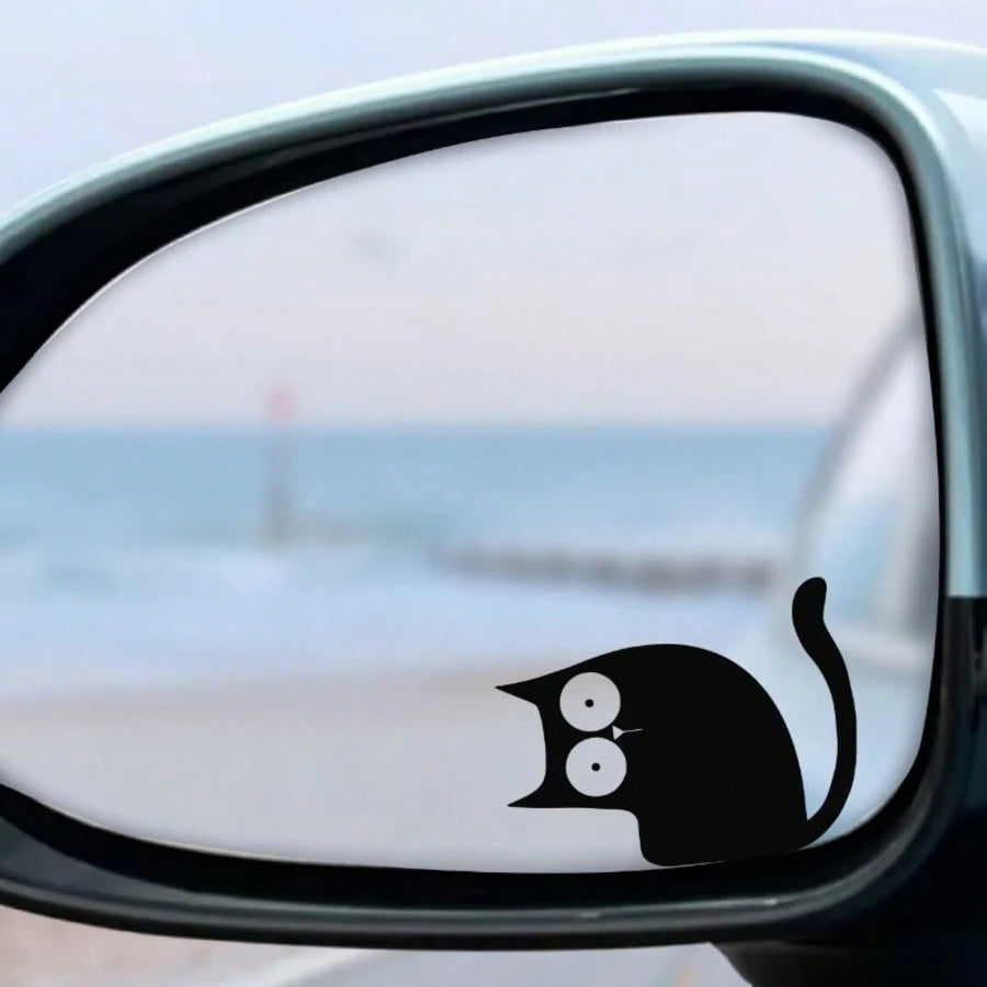 3pcs Cute Cat Peeking Car Stickers, Vinyl Waterproof & Sun-Resistant, Suitable For Car Rearview Mirror, Makeup Mirror, Mirror, Phone Case, Laptop Scratch Cover Decorative Stickers