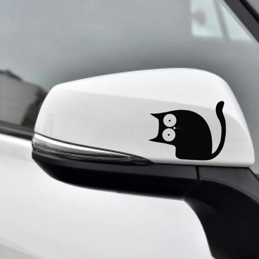 3pcs Cute Cat Peeking Car Stickers, Vinyl Waterproof & Sun-Resistant, Suitable For Car Rearview Mirror, Makeup Mirror, Mirror, Phone Case, Laptop Scratch Cover Decorative Stickers