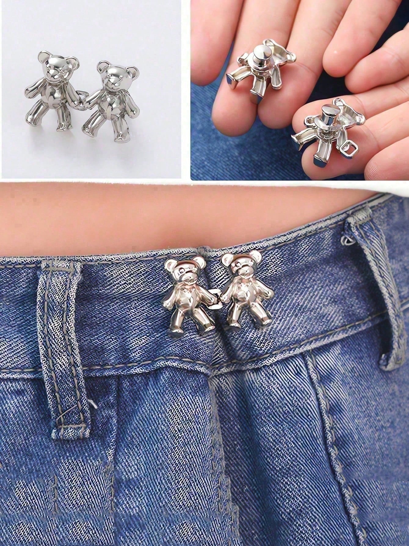 3pcs Cute Daisy Waist Cincher Clips, Suitable For Jeans, Skirts, Pants, Collars, Unisex, High-Quality Metal Material, Durable, Fashionable Detachable Pant Clips, Can Be Used As Bag Accessories, Suitab