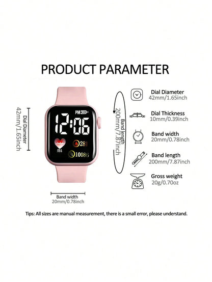 3pcs Cute & Fashionable Kids Electronic Watch Set With Pink PU Leather Wallet And Heart-Shaped Bracelet, Luminous Digital Watch, Suitable For Girls, Versatile For Daily Wear And Parties, Great Gift Fo