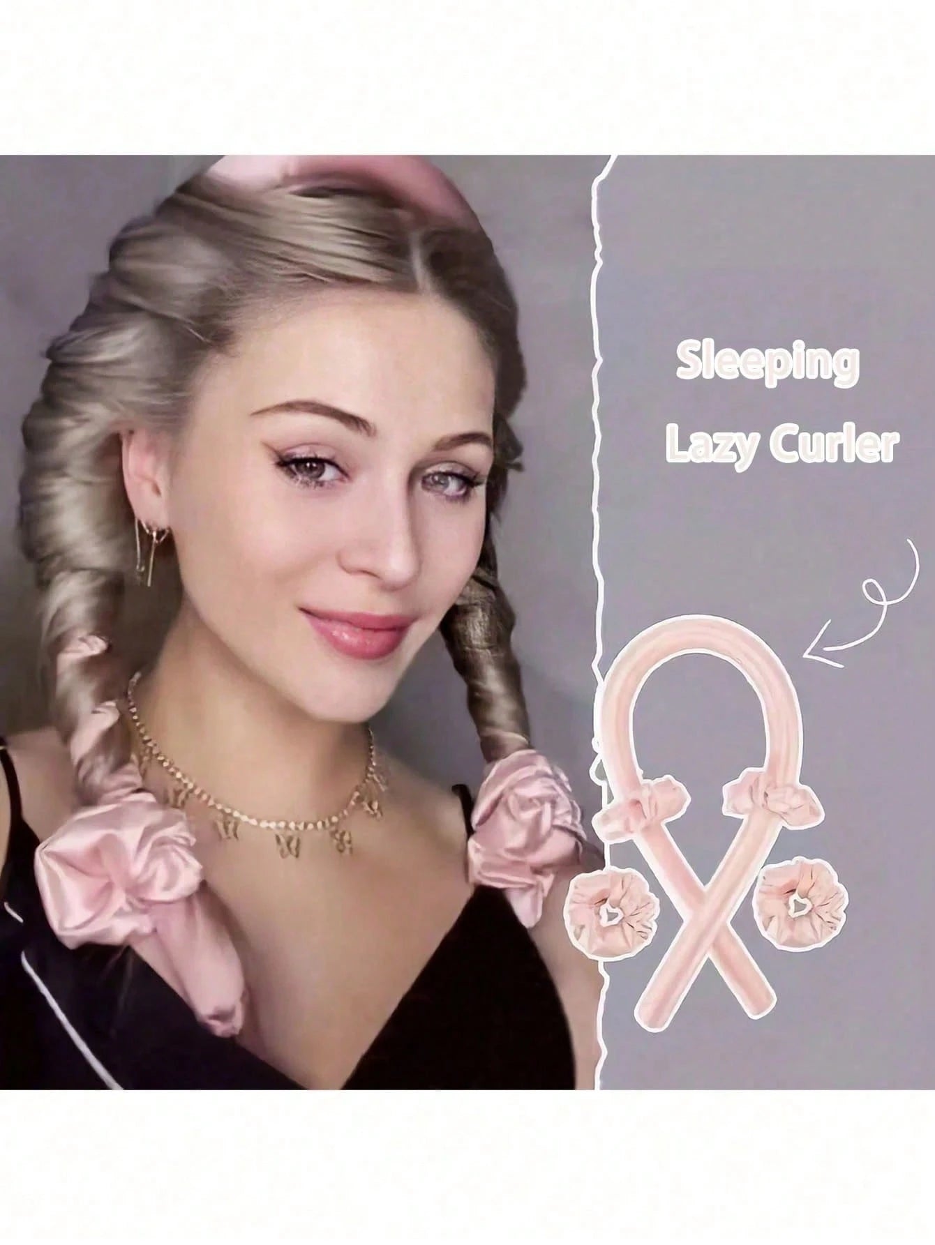 3pcs Heatless Curling Hair Band Set, Heatless Hair Curler, Silk Curling Band, Soft Sponge Sleep Hair Band, Sleep Curling Set, Women's Long Hair Styling Tool, Lazy Curling Styling Tool (Pink) Home Bath