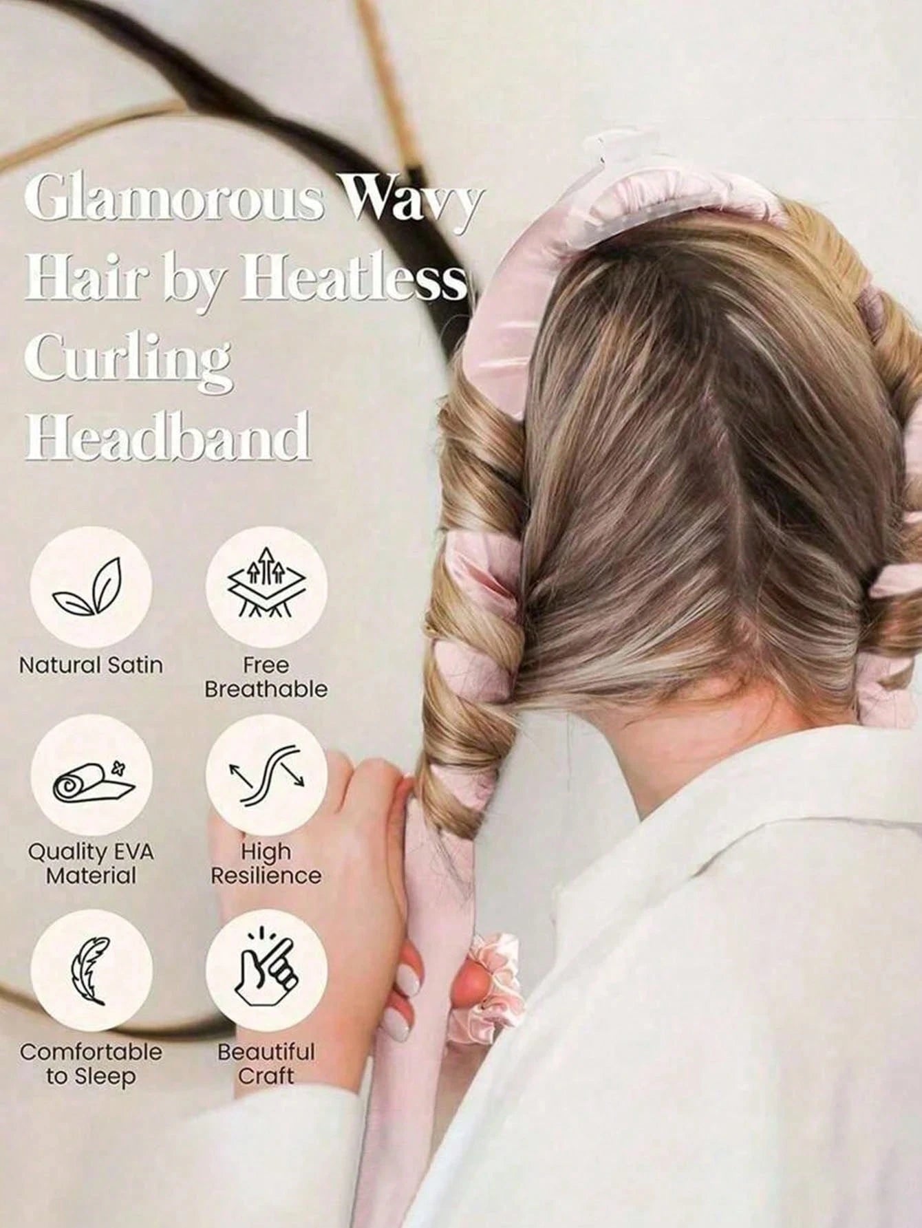 3pcs Heatless Curling Hair Band Set, Heatless Hair Curler, Silk Curling Band, Soft Sponge Sleep Hair Band, Sleep Curling Set, Women's Long Hair Styling Tool, Lazy Curling Styling Tool (Pink) Home Bath