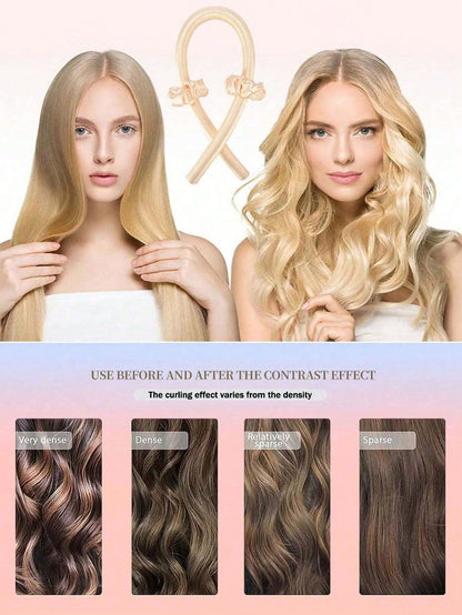3pcs Heatless Curling Hair Band Set, Heatless Hair Curler, Silk Curling Band, Soft Sponge Sleep Hair Band, Sleep Curling Set, Women's Long Hair Styling Tool, Lazy Curling Styling Tool (Pink) Home Bath