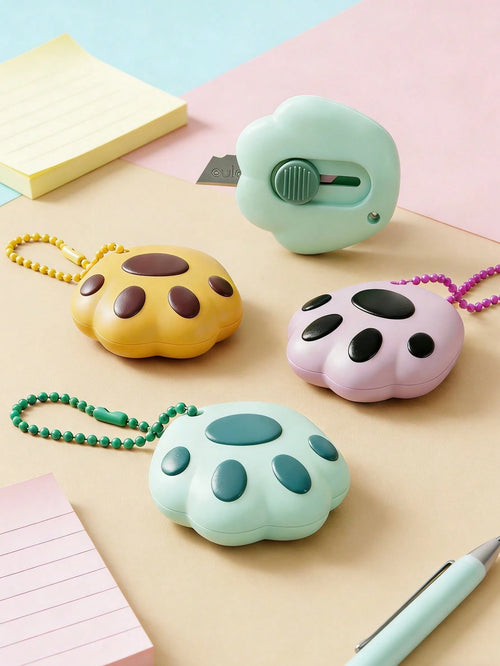 3pcs Mini Portable Paper Cutter, Cat Paw Shaped Box Opener Suitable For Home, Office, School, Crafts And Packaging, Essential Stationery