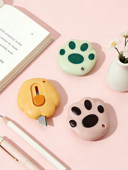 3pcs Mini Portable Paper Cutter, Cat Paw Shaped Box Opener Suitable For Home, Office, School, Crafts And Packaging, Essential Stationery