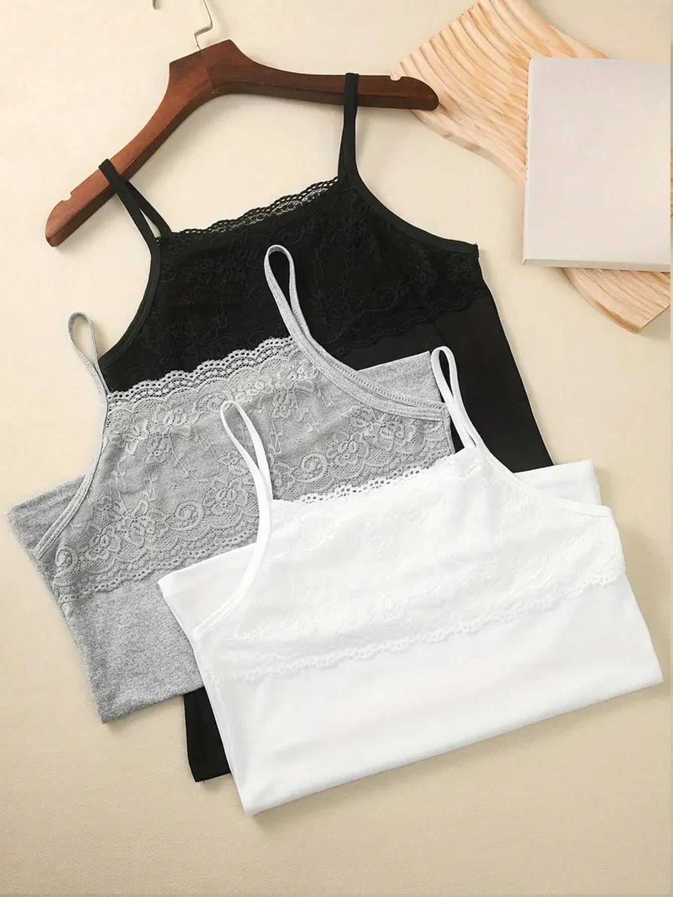 3pcs New Modal Lace Camisole Tank Tops For Women, Summer Sleeveless Close-Fitting Undershirt, Versatile Camis