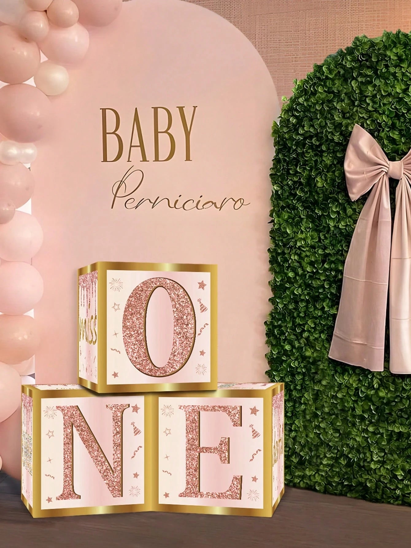 3pcs Pink "ONE" Decorative Box, Pink 1st Birthday Party Background Decor Box, Baby Birthday Party Gift Box, Gender Reveal Decor, Baby Shower Party Photography Prop, 1st Birthday Party Supplies, Party