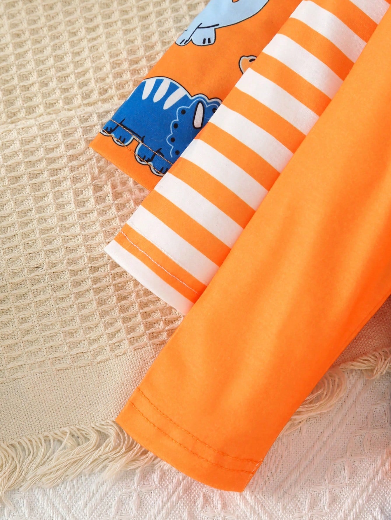 3pcs/Set Baby Boy Long Sleeve Romper With Snap Crotch, Striped Dinosaur Print, Basic Fashion Cute Design, Suitable For Spring Summer Autumn Casual Daily Wear And Outings