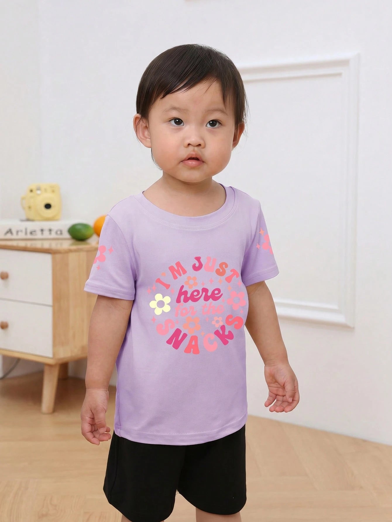 3pcs/Set Girls Casual Printed Round Neck Short Sleeve T-Shirts, Summer Baby Girl Clothing- Eye-Catching T-Shirts That Bring Joy And Happiness To Every Child!