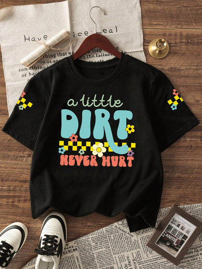 3pcs/Set Girls Casual Printed Round Neck Short Sleeve T-Shirts, Summer Baby Girl Clothing- Eye-Catching T-Shirts That Bring Joy And Happiness To Every Child!