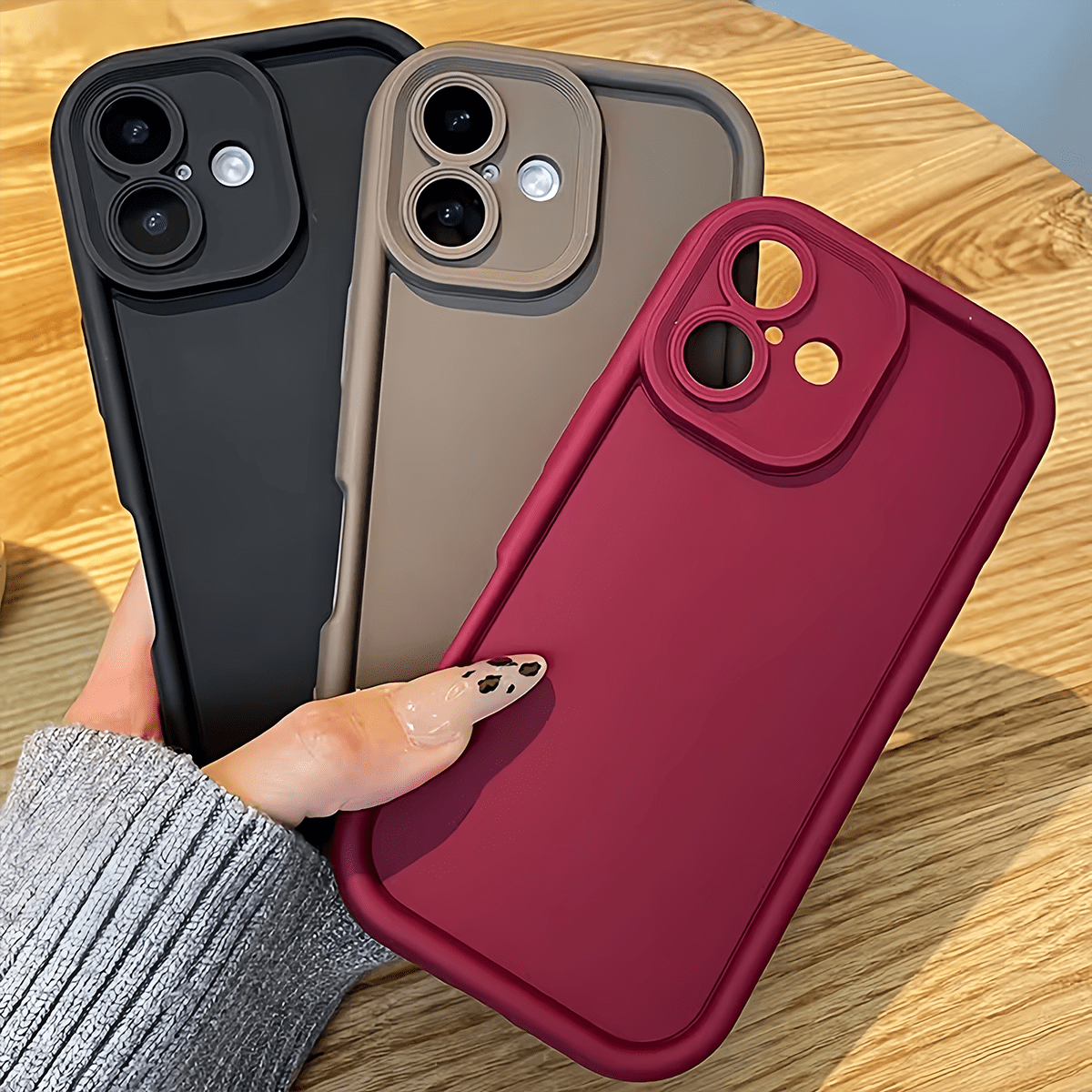 3pcs Solid Color Minimalist Anti-Drop Phone Case Compatible With Apple 17, 16, 15, 14, 13, 12, 11 Pro Max, Air, Applicable To Series