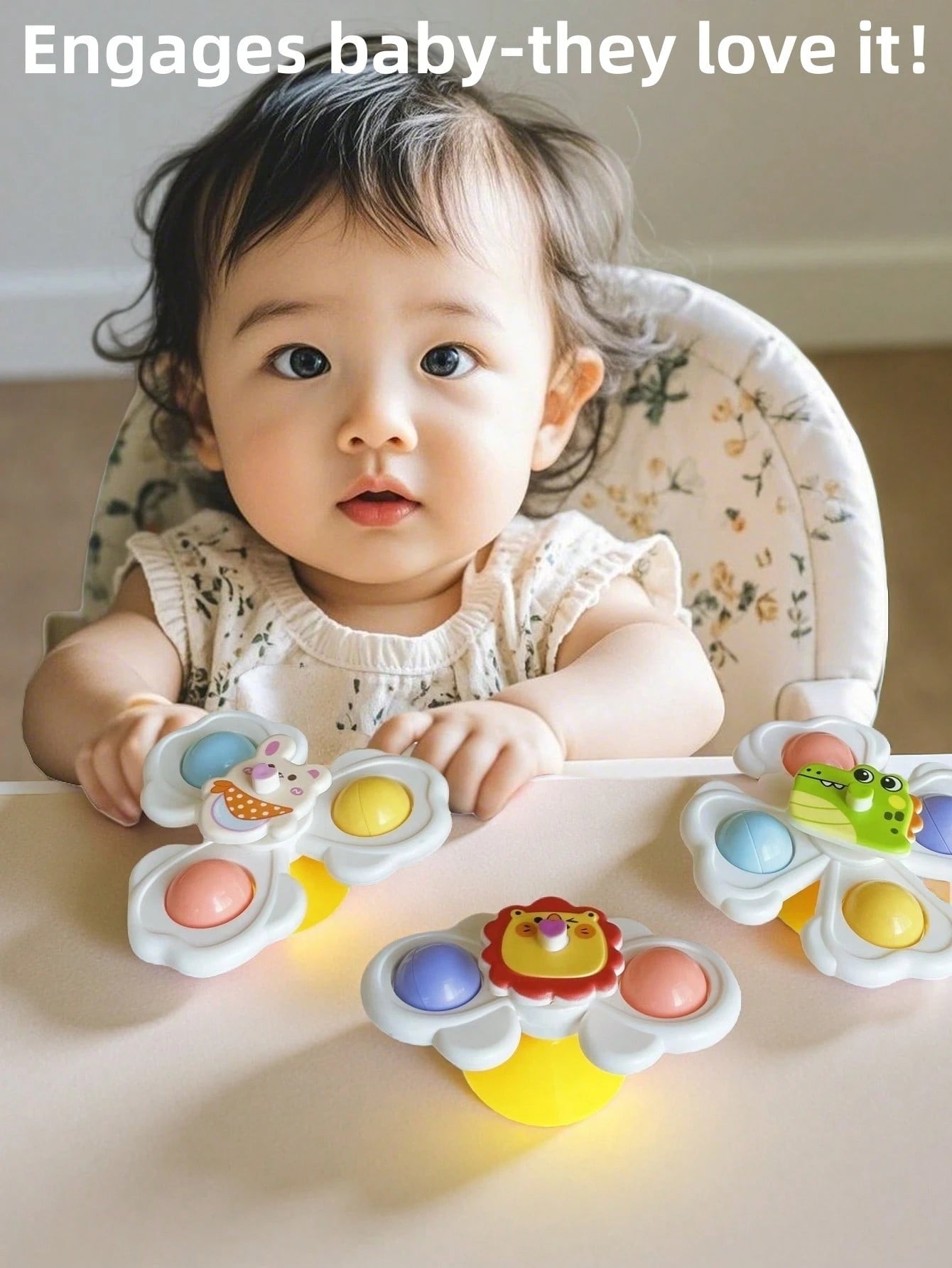 3pcs Suction Cup Rotating Toys, Baby And Toddler Sensory Fidget Toys, Suitable For Bath And High Chair Baby Sensory Toys, Great Gift For Toddlers