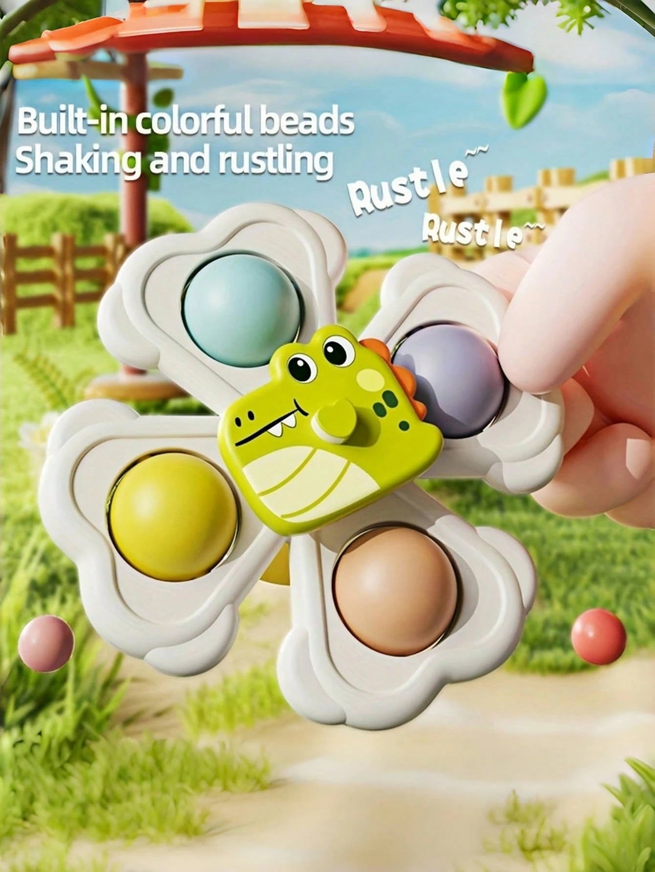 3pcs Suction Cup Rotating Toys, Baby And Toddler Sensory Fidget Toys, Suitable For Bath And High Chair Baby Sensory Toys, Great Gift For Toddlers