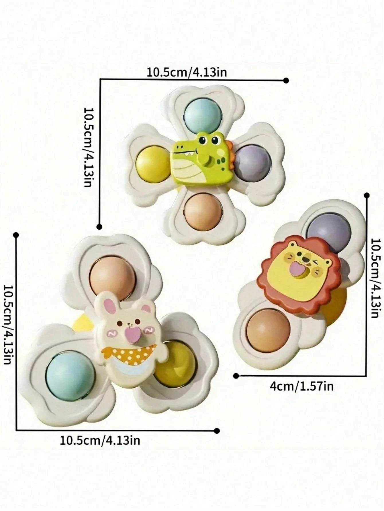 3pcs Suction Cup Rotating Toys, Baby And Toddler Sensory Fidget Toys, Suitable For Bath And High Chair Baby Sensory Toys, Great Gift For Toddlers