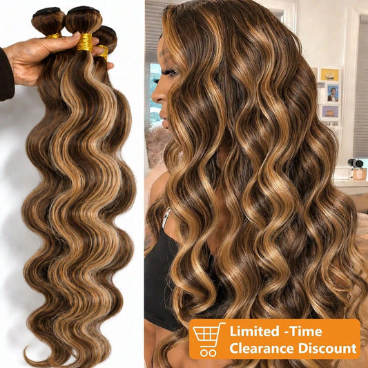 4/27 Human Hair Bundles Ombre Blonde Body Wave Hair Bundle Highlight With Honey Blonde Body Hair 1/3/4 Bundles Of 100% Brazilian Virgin Hair Luxe Gifts For Moments That Matter #PremiumGifts New Year F