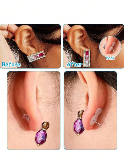 4/8/10/12/14pcs Silicone Ear Pads Set, Anti-Slip Anti-Drop Ear Plugs, Earring Backs, Suitable For Dangle Earrings, Large Earrings, Earring And Ear Lobe Replacement