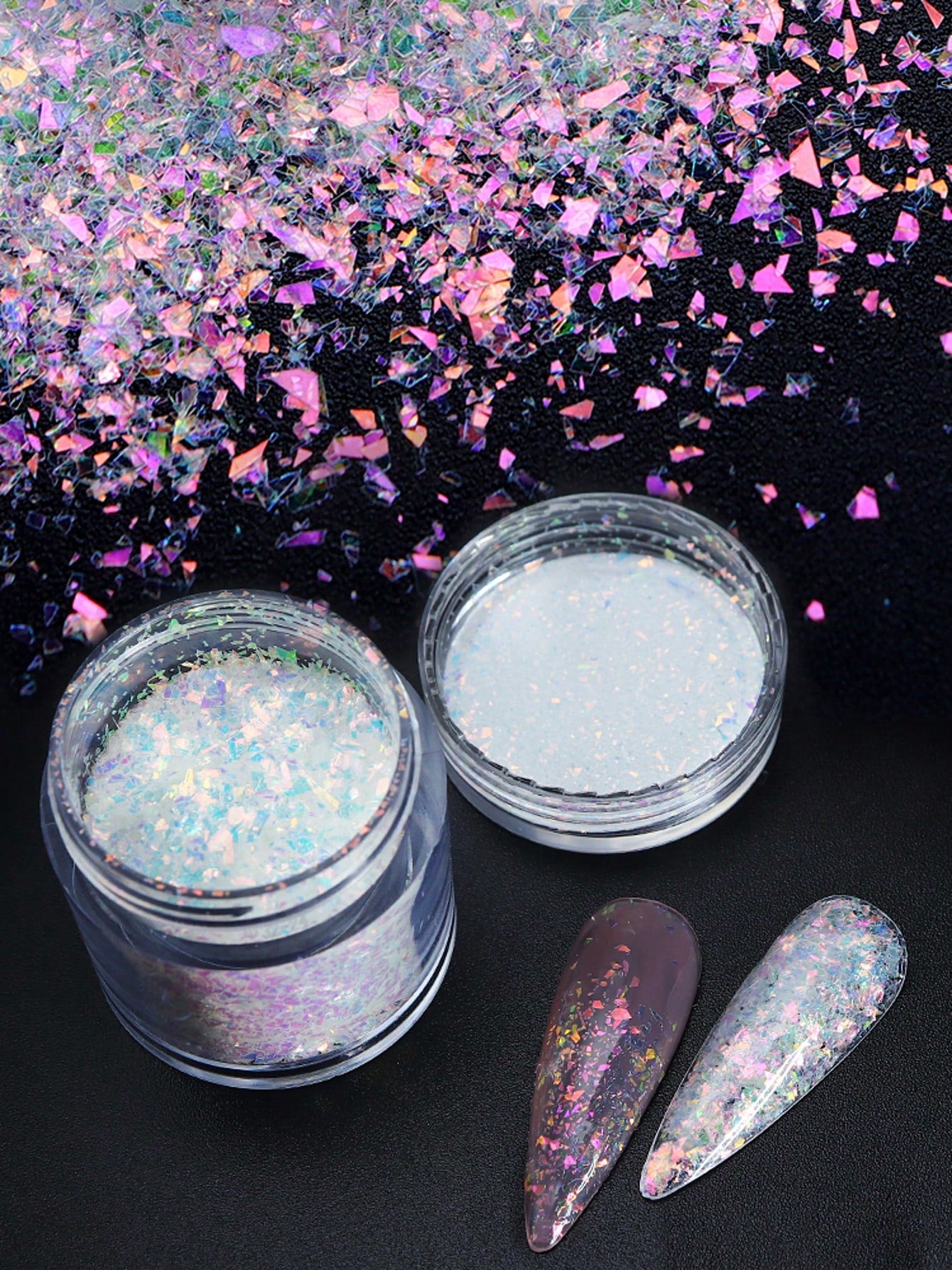 4 Bottles Aurora Asymmetrical Sequins Nail Art Accessories Iridescent Glitter Flakes Manicure DIY Decorations For Women's Nail Salons Nails Nail Charms