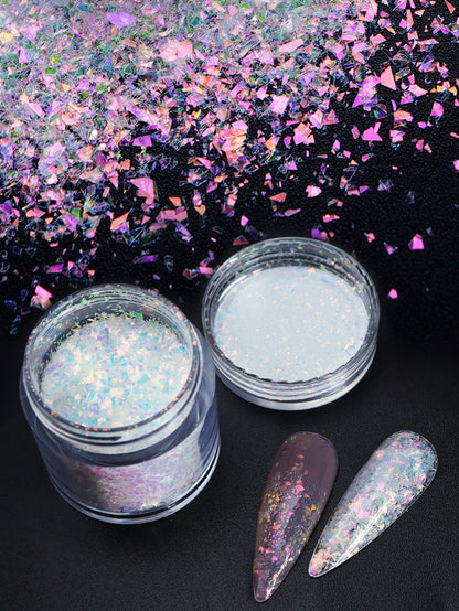 4 Bottles Aurora Asymmetrical Sequins Nail Art Accessories Iridescent Glitter Flakes Manicure DIY Decorations For Women's Nail Salons Nails Nail Charms