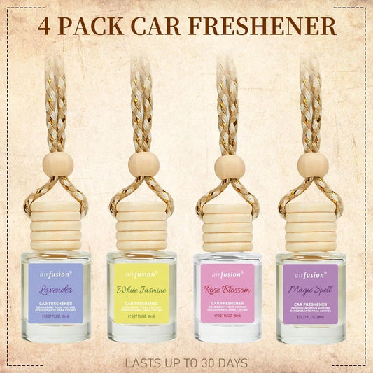 4 Pack Hanging Car Air Freshener & Diffuser| 120-Day Long-Lasting Fragrance| 17 Fragrances All Ages