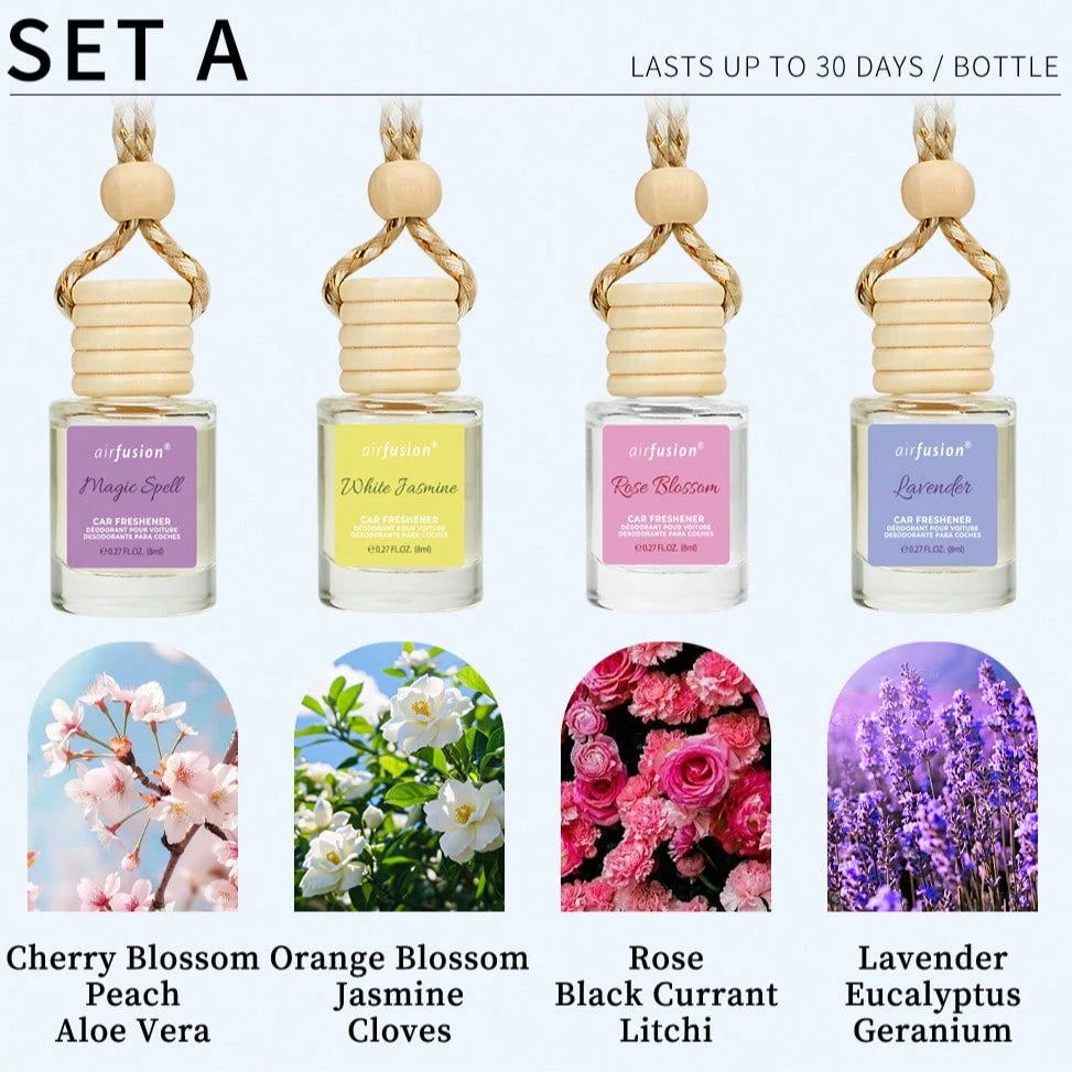 4 Pack Hanging Car Air Freshener & Diffuser| 120-Day Long-Lasting Fragrance| 17 Fragrances All Ages