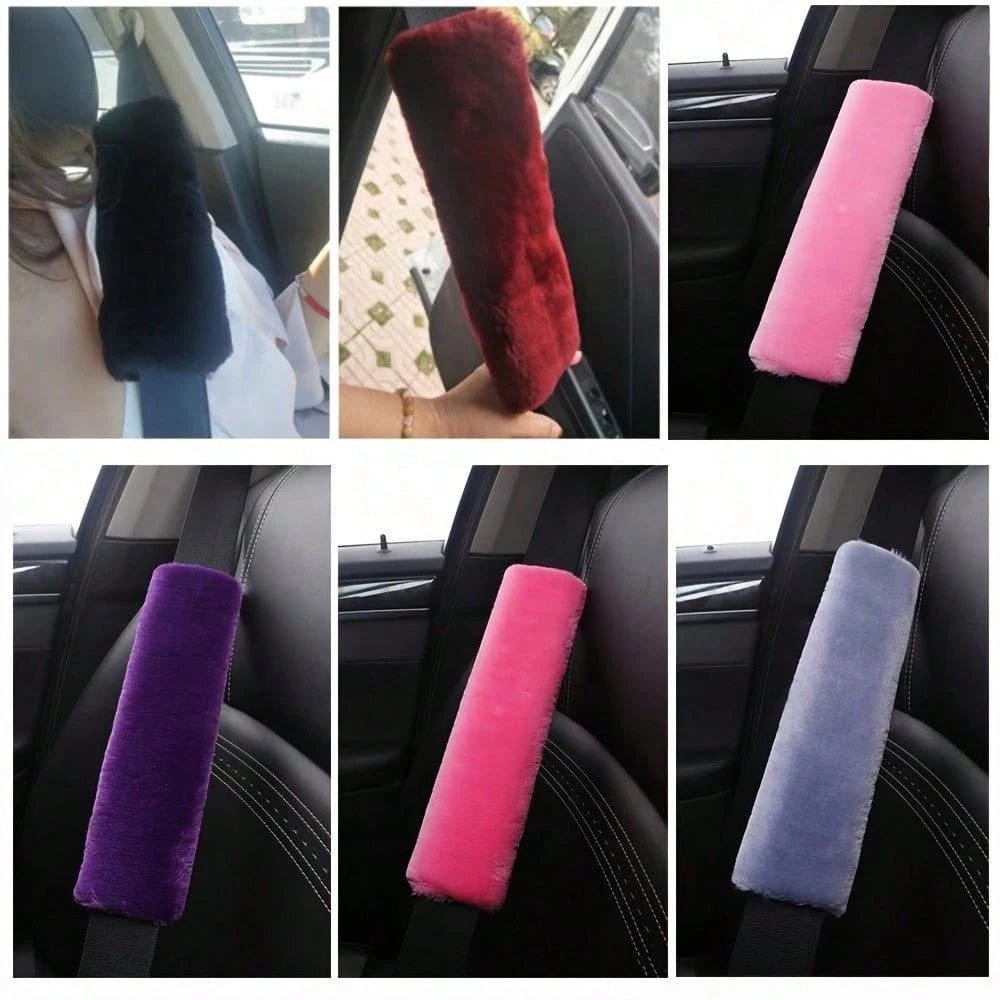 4-Piece Car Seat Belt Plush Pad Shoulder Cover, Seat Belt Protective Pad, Adjustable Soft Plush Shoulder Strap To Protect The Neck And Shoulders.