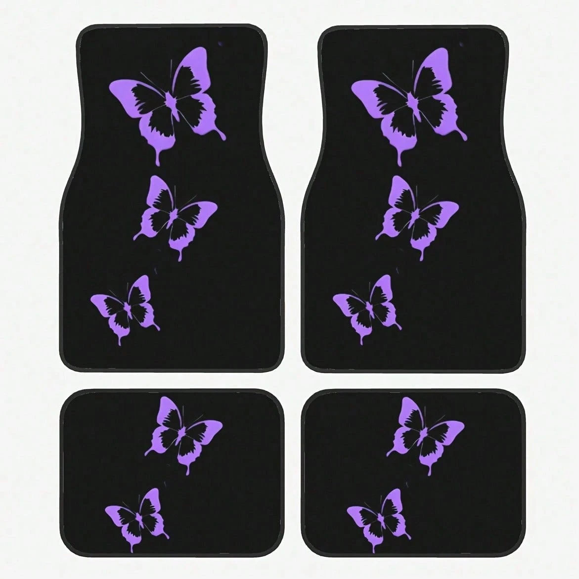 4-Piece Set Of Dazzling Purple Butterfly Car Floor Mats- Comfortable Crystal Velvet Car Floor Mats, Full Coverage For Front And Rear Rows, Car Interior Accessories Suitable For Sedans,, SUVs, And Ot